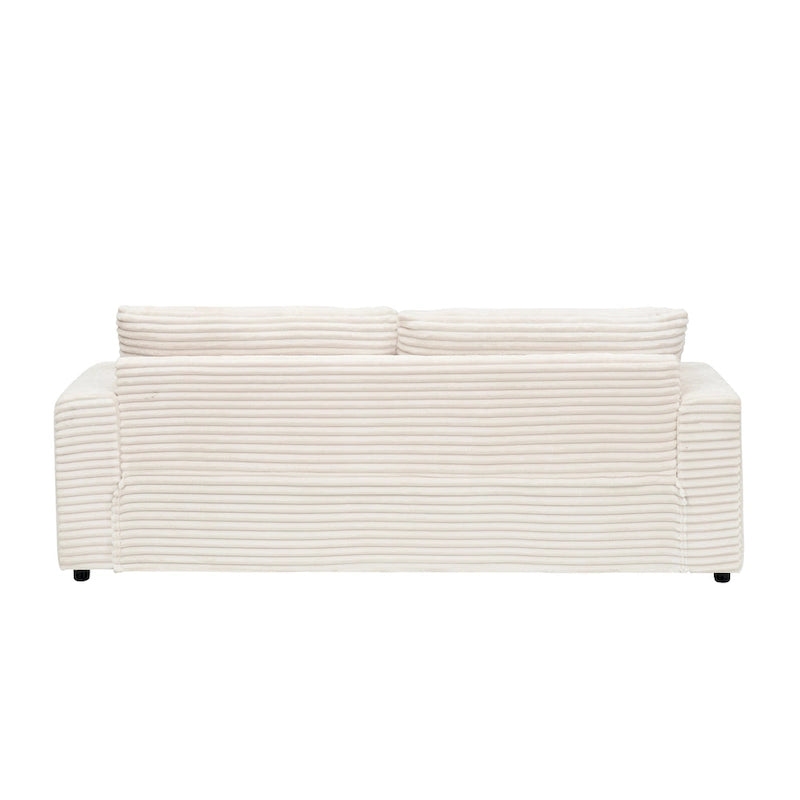 79.3 Corduroy 3-seater Sofa with Toss Pillows and Spring Cushion-8