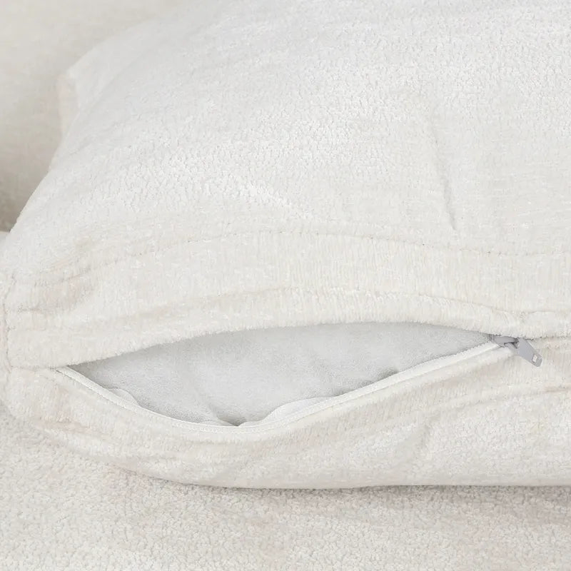 White 35.4 Velvet Arm Chair with Rubber Wood Frame-8