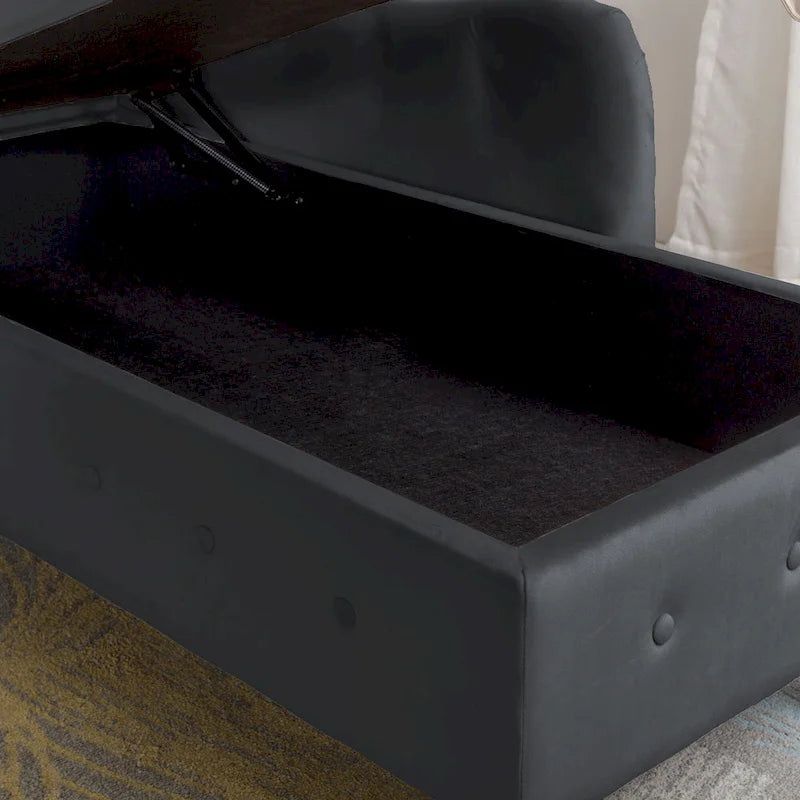 Black 58.26 Velvet Upholstered Button Tufted Chaise Lounge Chair with Storage-8