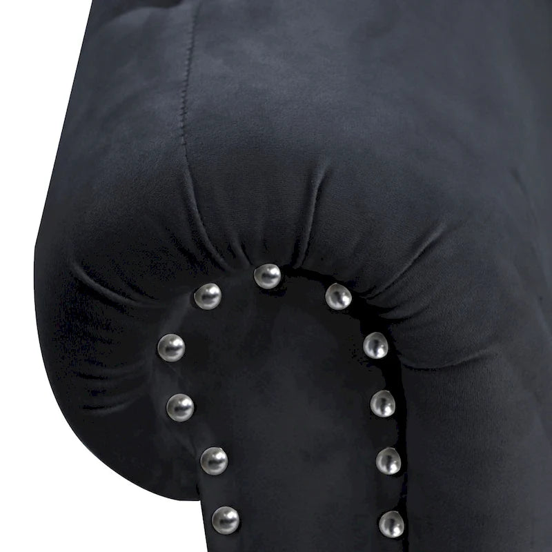 Black 58.26 Velvet Upholstered Button Tufted Chaise Lounge Chair with Storage-16