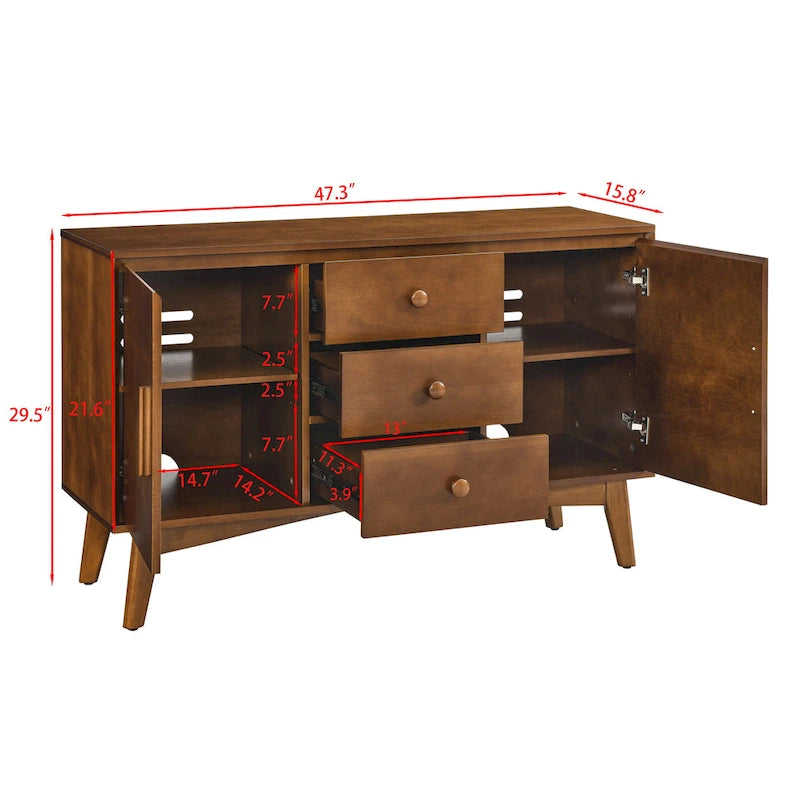47.3 Mid Century Modern Sideboard Buffet Cabinet with Storage,Storage Cabinet with 2 Doors and 3 Drawers,Accent Console Table-9