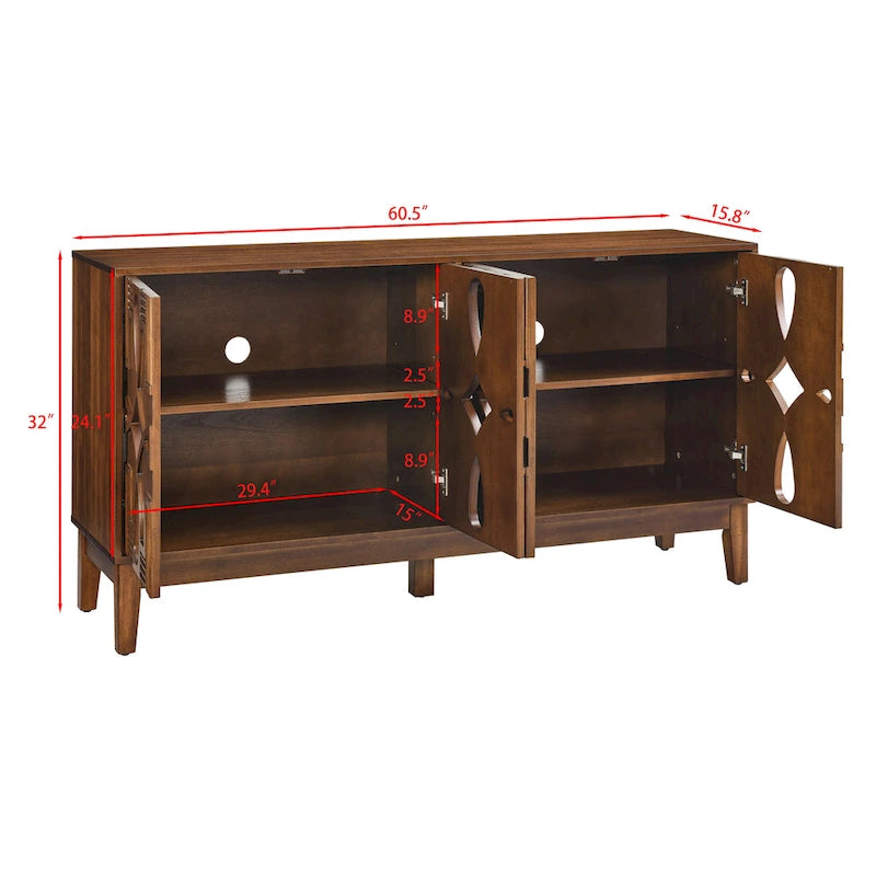 60.5 Modern Sideboard Buffet Cabinet with Storage, TV Media Console Table, Storage Cabinet with 4 Doors & Adjustable Shelves-8