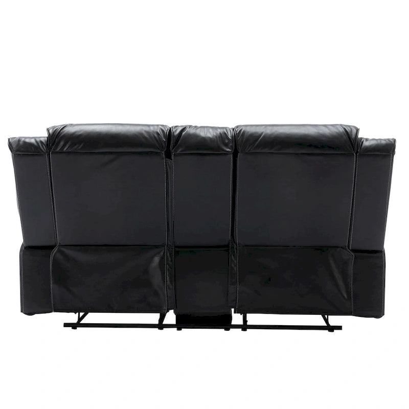 2 Seater Home Theater Recliner Manual Recliner Chair with a LED Light Strip Two Cup Holders and a Storage Box-14