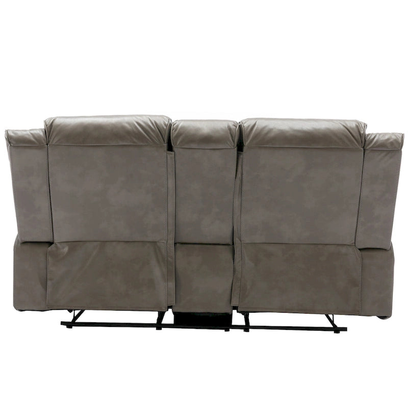 2 Seater Home Theater Recliner Manual Recliner Chair with a LED Light Strip Two Cup Holders and a Storage Box-32