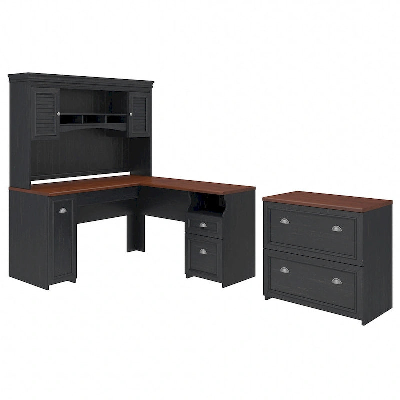 Fairview L Shaped Desk with Hutch and File Cabinet by Bush Furniture-2
