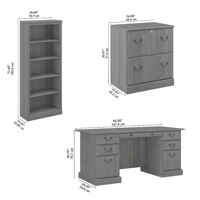 Saratoga Executive Desk, File Cabinet and Bookcases by Bush Furniture-9