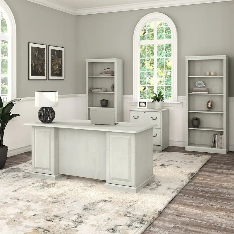 Saratoga Executive Desk, File Cabinet and Bookcases by Bush Furniture-11