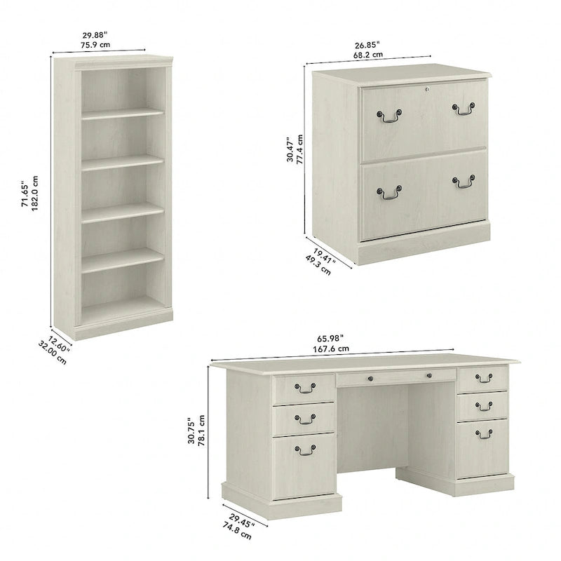 Saratoga Executive Desk, File Cabinet and Bookcases by Bush Furniture-19