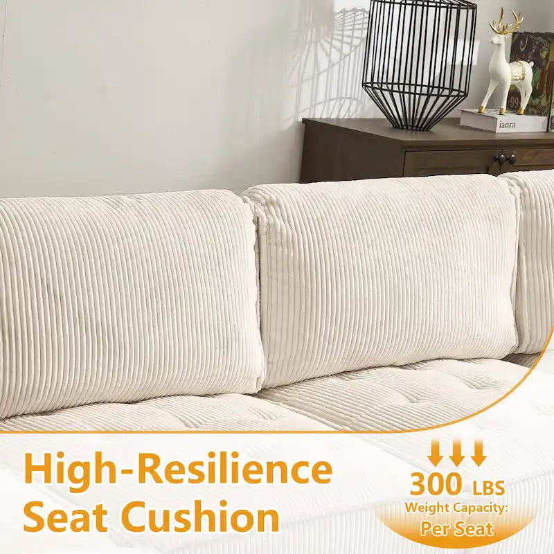 U-Shaped Corduroy Upholstered 6-Seat Convertible Modular Sectional Sofa Fit for Living Room-19