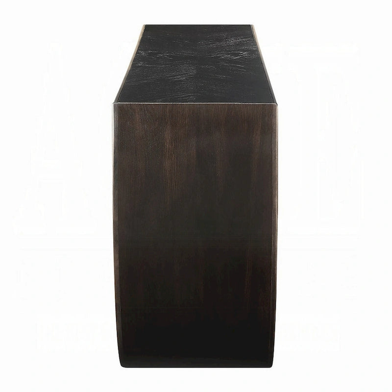 Riza Console Table, Half Moon Wood Frame Black, Gold Finish, 70 Inch-3