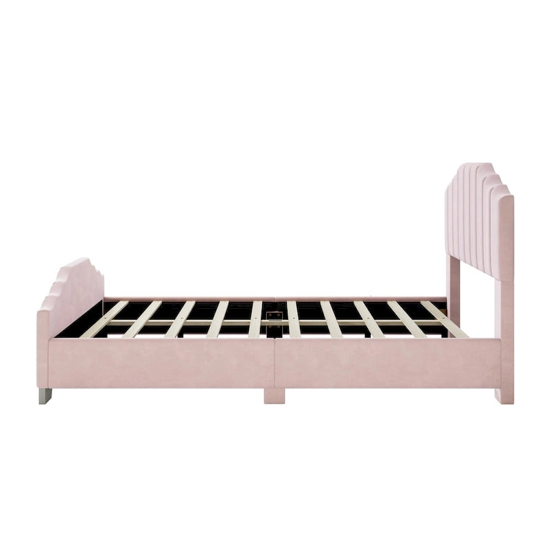 Modern Full Size Upholstered Platform Bed with Quilted Headboard and Footboard, Wooden Frame, No Box Spring Needed-5