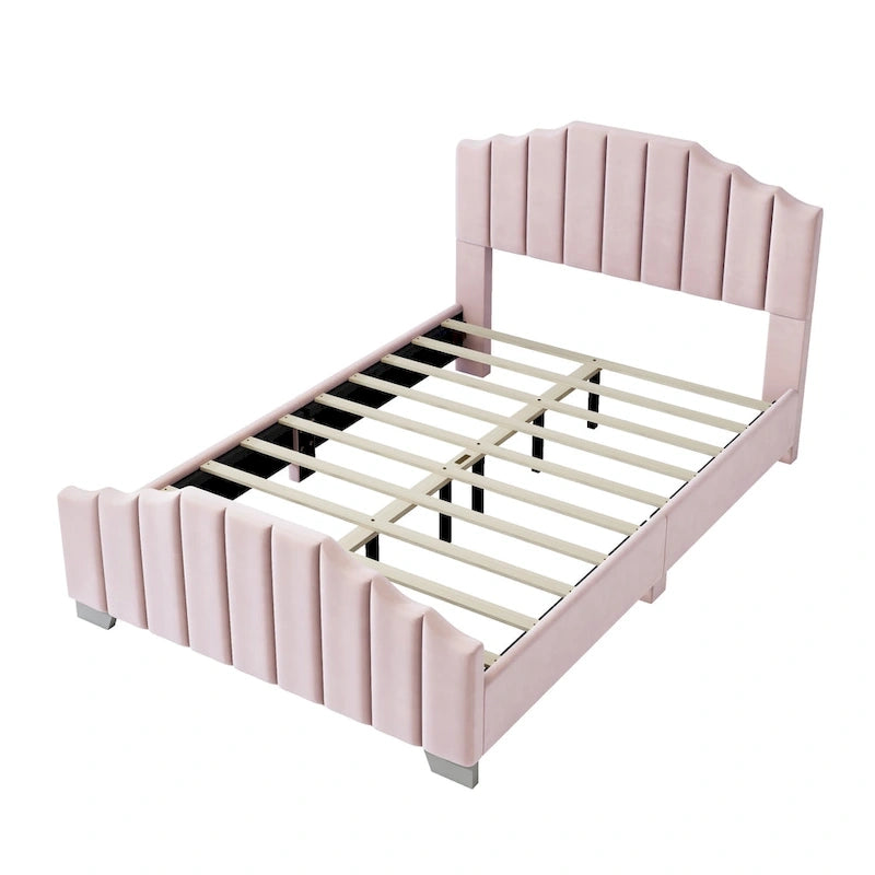 Modern Full Size Upholstered Platform Bed with Quilted Headboard and Footboard, Wooden Frame, No Box Spring Needed-6