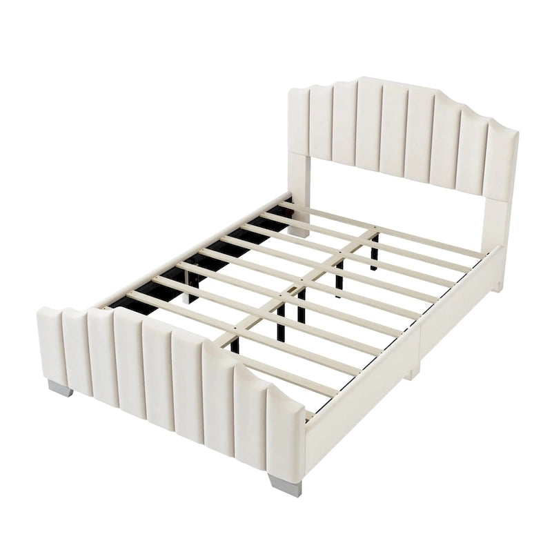 Modern Full Size Upholstered Platform Bed with Quilted Headboard and Footboard, Wooden Frame, No Box Spring Needed-8