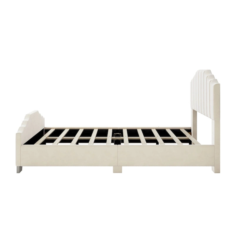 Modern Full Size Upholstered Platform Bed with Quilted Headboard and Footboard, Wooden Frame, No Box Spring Needed-9