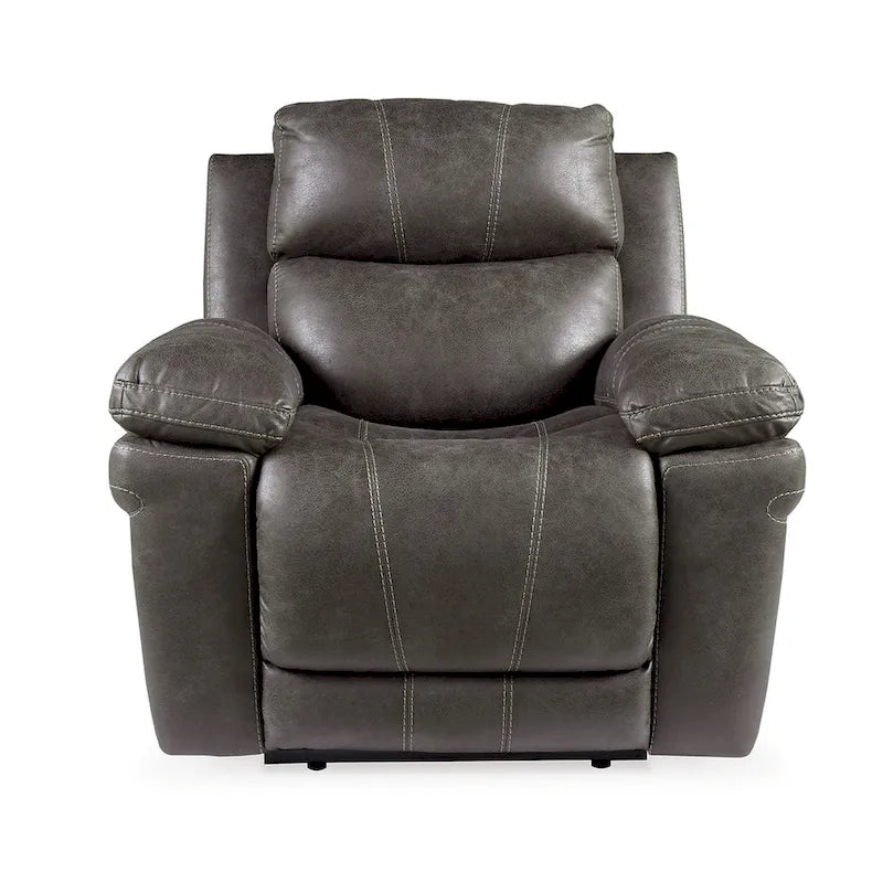 Ben Dual Power Recliner Chair, Adjustable Headrest, Gray Faux Leather-3