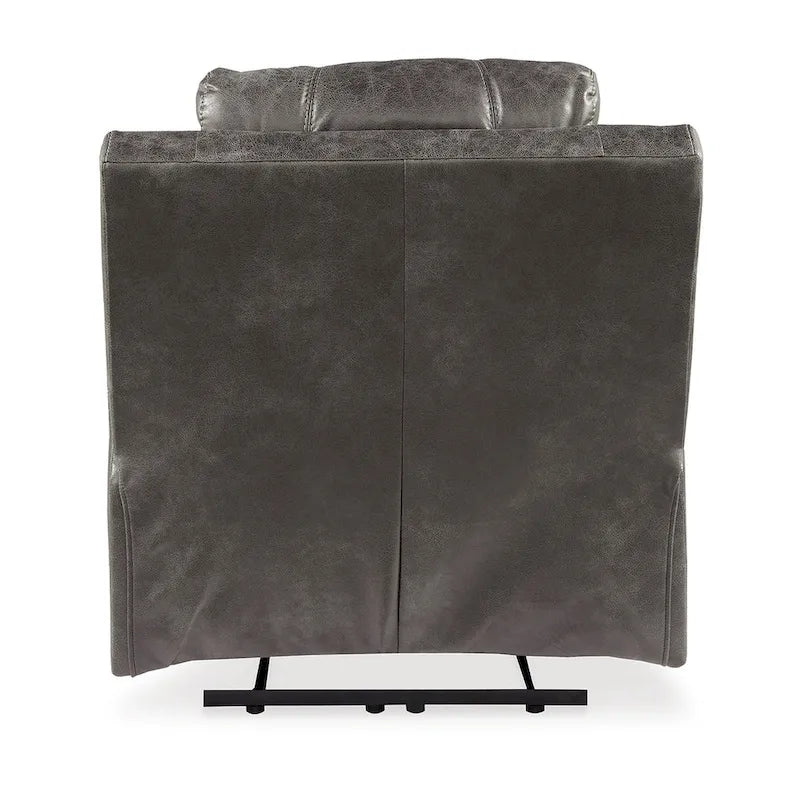 Ben Dual Power Recliner Chair, Adjustable Headrest, Gray Faux Leather-4