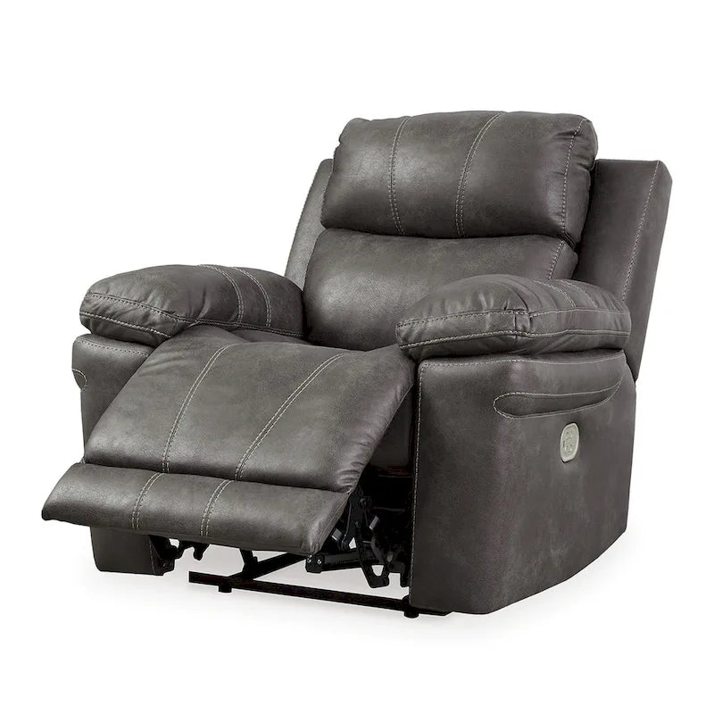 Ben Dual Power Recliner Chair, Adjustable Headrest, Gray Faux Leather-5