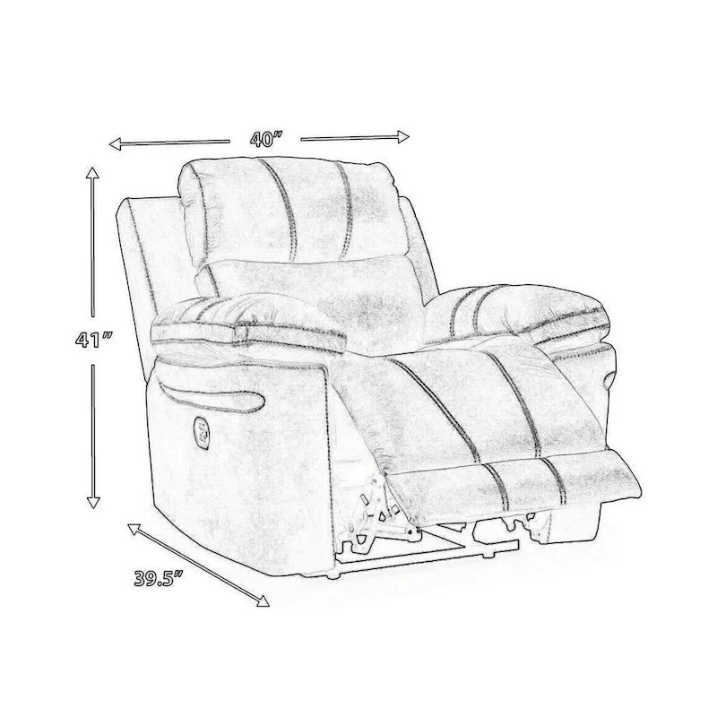Ben Dual Power Recliner Chair, Adjustable Headrest, Gray Faux Leather-6