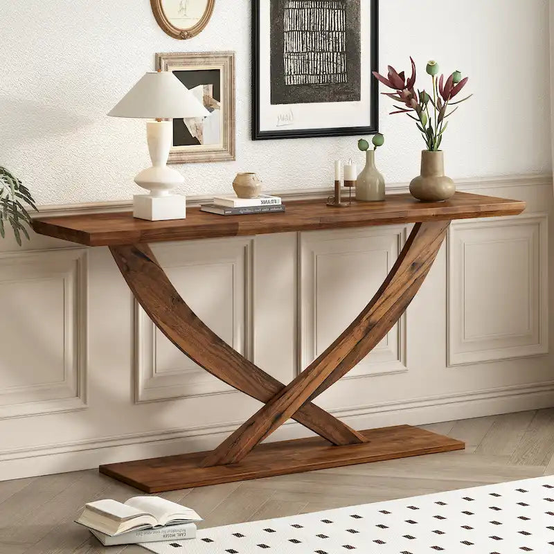 Christopher Knight Home - Mirod Modern Rustic Console Table with Cross-Leg Design for Living Room and Bedroom-22