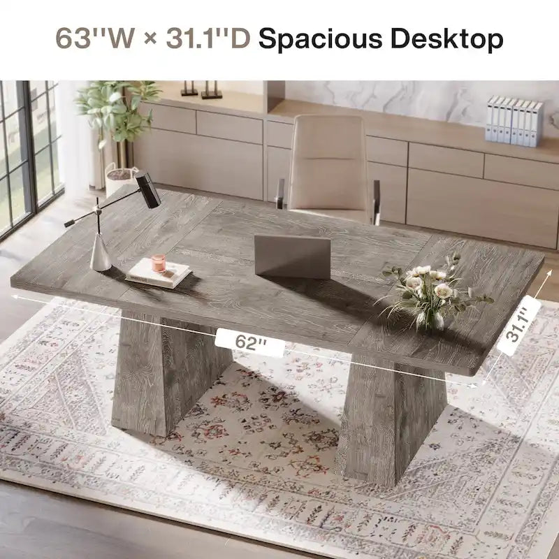 63 Inches Modern Executive Office Desk Large Computer Conference Table-5