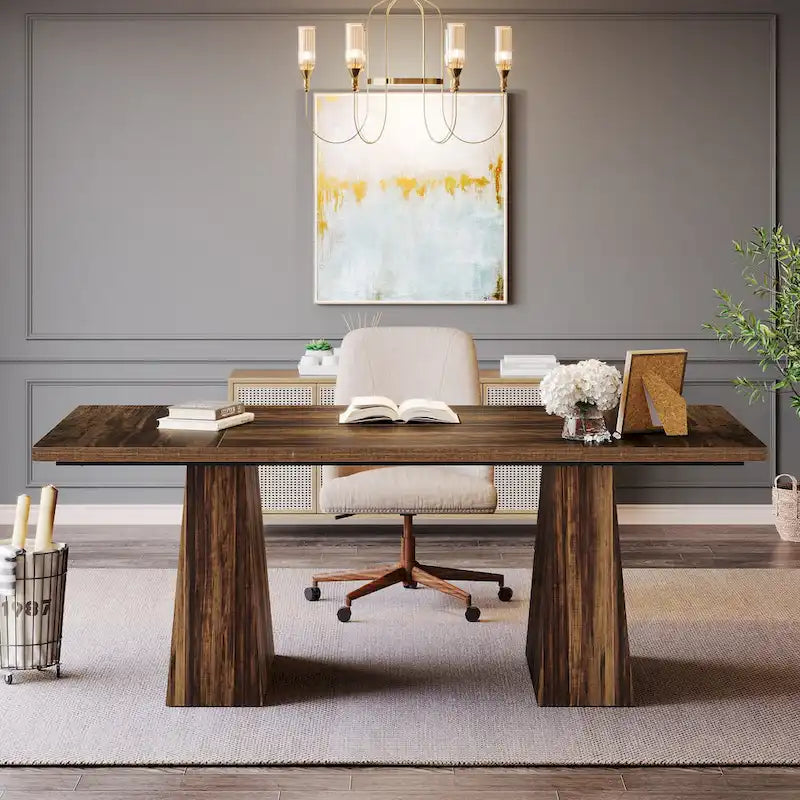 63 Inches Modern Executive Office Desk Large Computer Conference Table-19