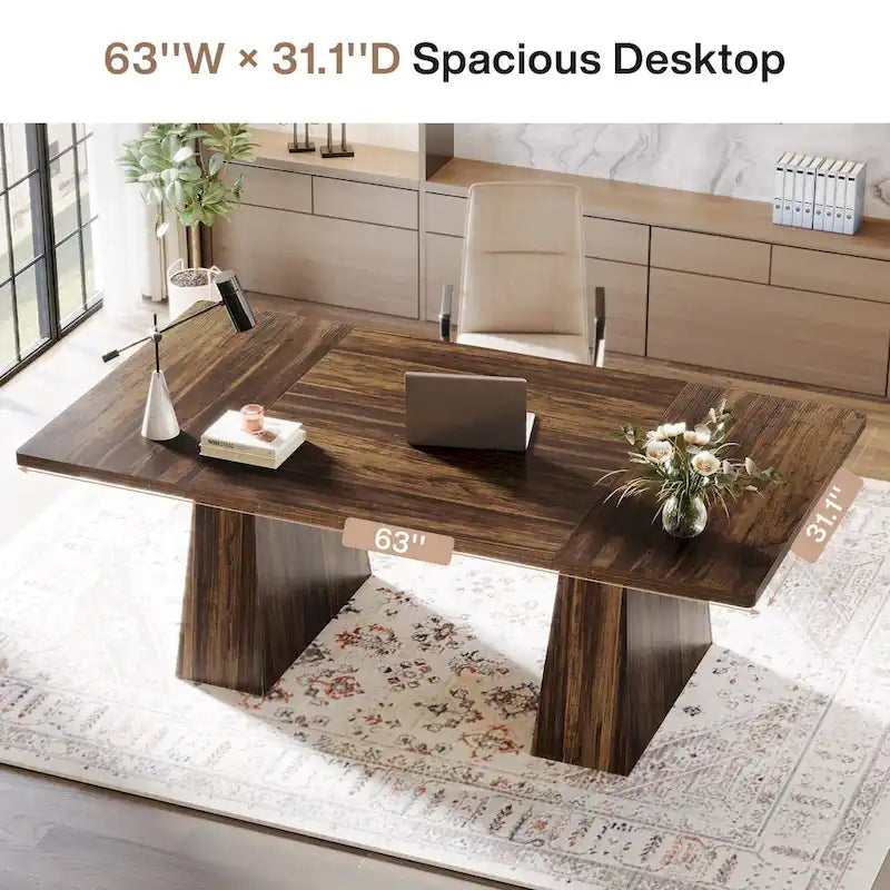 63 Inches Modern Executive Office Desk Large Computer Conference Table-22