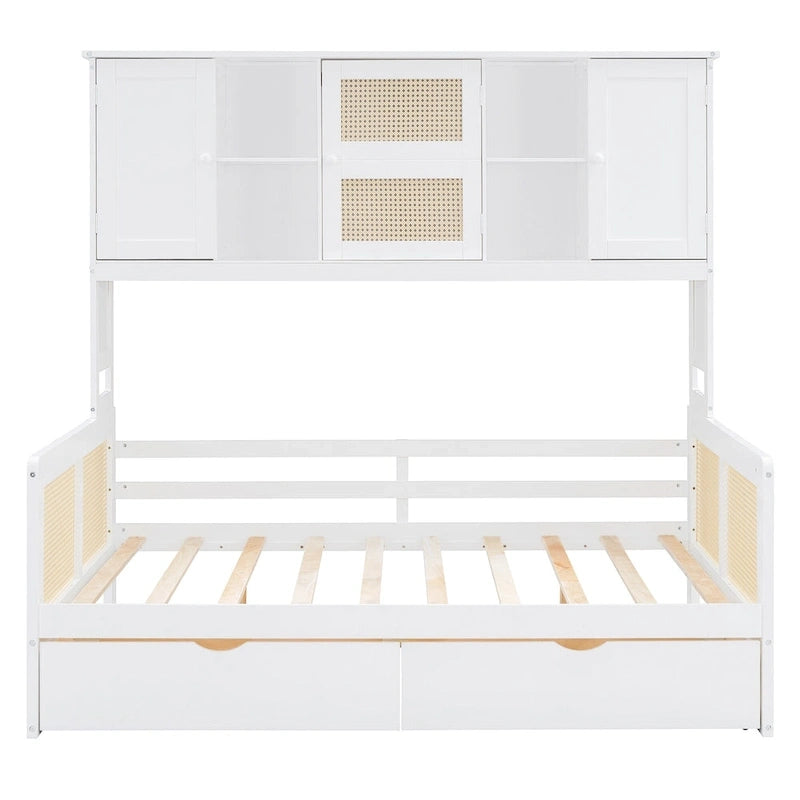 Twin Daybed with Storage Drawers, Cabinet, and Shelf, Sturdy Wood Construction-29