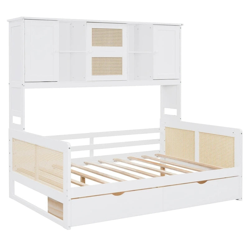 Twin Daybed with Storage Drawers, Cabinet, and Shelf, Sturdy Wood Construction-30