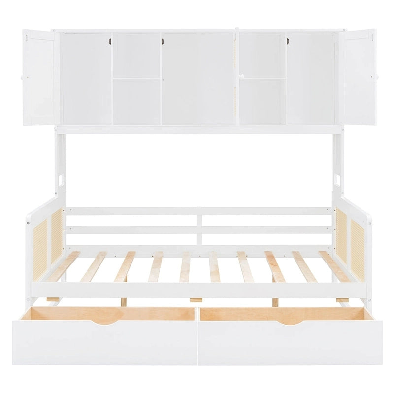 Twin Daybed with Storage Drawers, Cabinet, and Shelf, Sturdy Wood Construction-32