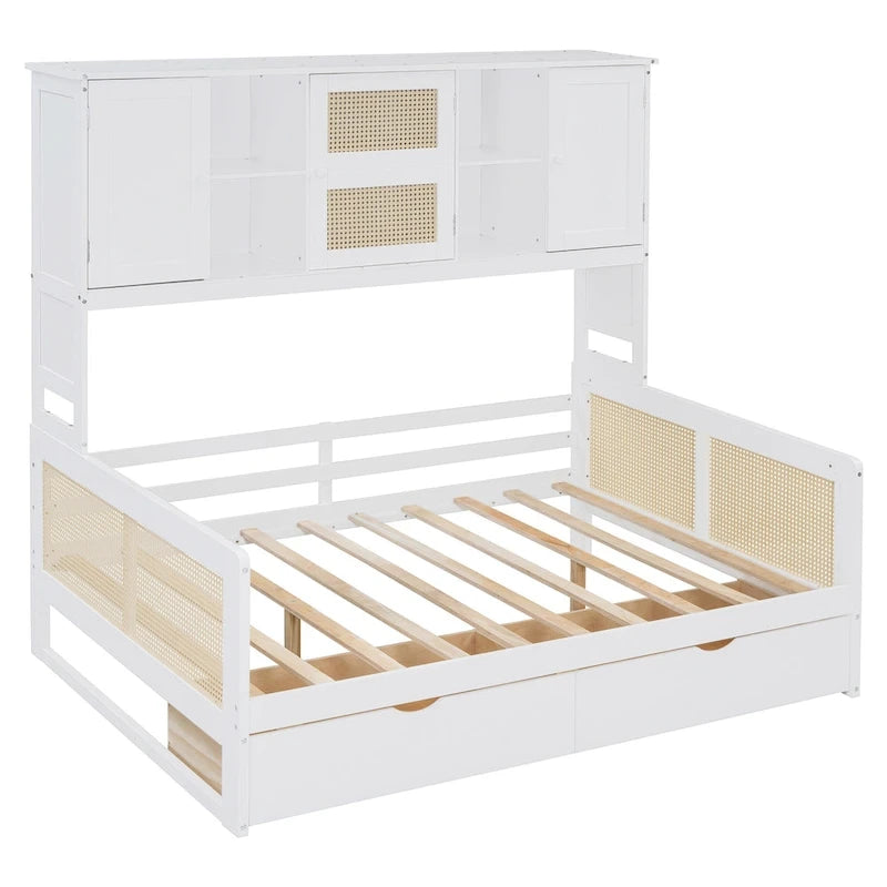Twin Daybed with Storage Drawers, Cabinet, and Shelf, Sturdy Wood Construction-33