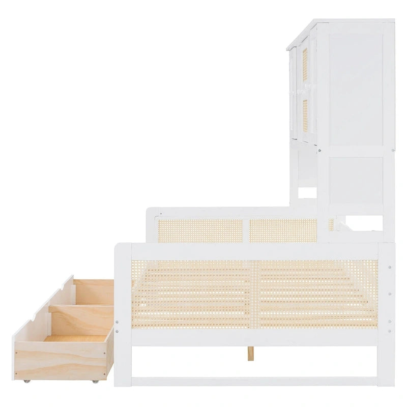 Twin Daybed with Storage Drawers, Cabinet, and Shelf, Sturdy Wood Construction-37