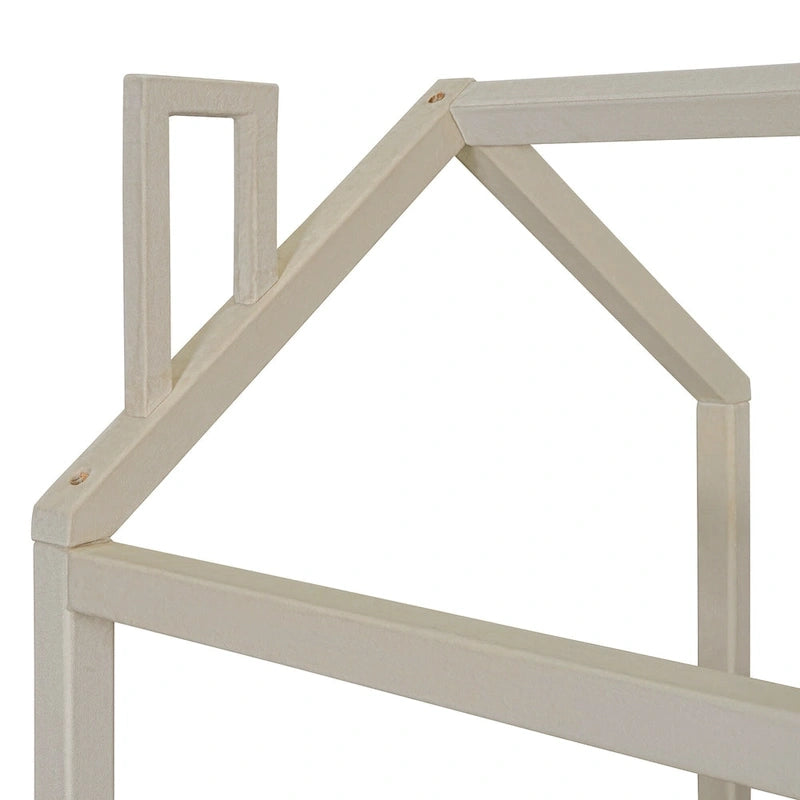 Twin Size Modern Canopy Bed with Striped Headboard & Roof Design-8