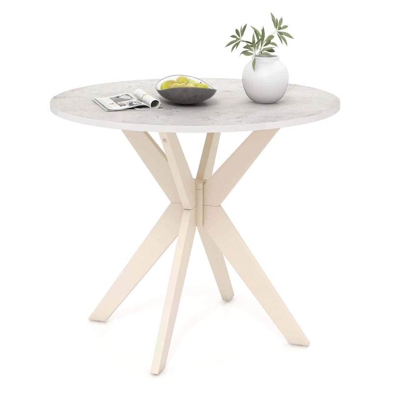 Costway Round Dining Table 36 Faux Marble Tabletop Rubber Wood Legs - See Details-21