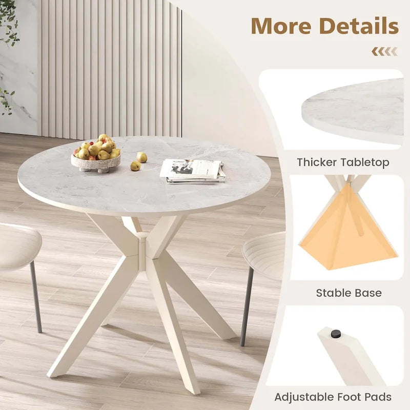 Costway Round Dining Table 36 Faux Marble Tabletop Rubber Wood Legs - See Details-8