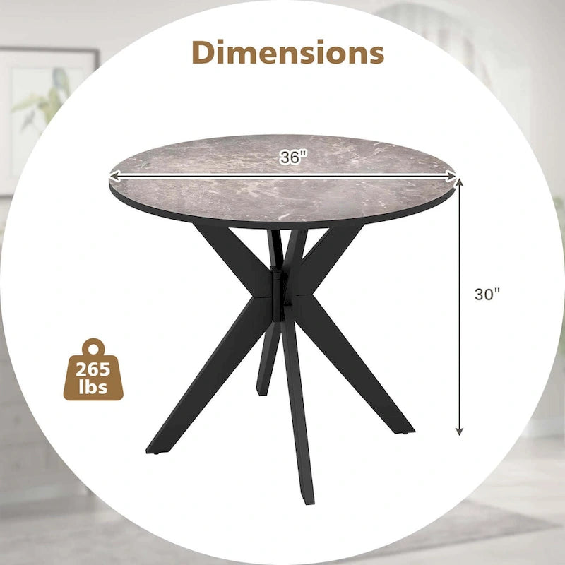Costway Round Dining Table 36 Faux Marble Tabletop Rubber Wood Legs - See Details-11
