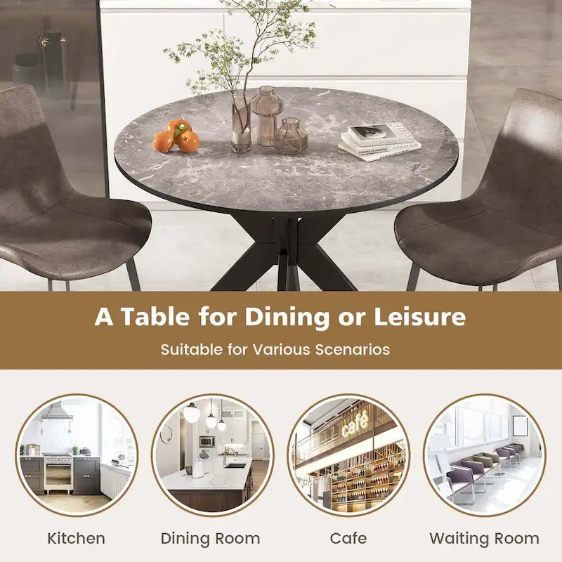 Costway Round Dining Table 36 Faux Marble Tabletop Rubber Wood Legs - See Details-12