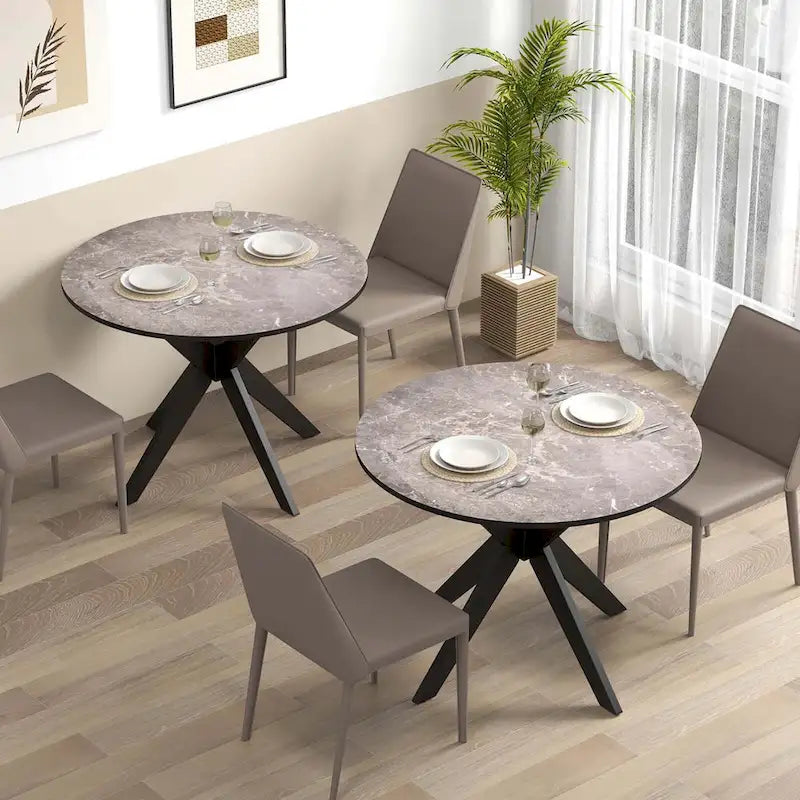 Costway Round Dining Table 36 Faux Marble Tabletop Rubber Wood Legs - See Details-13