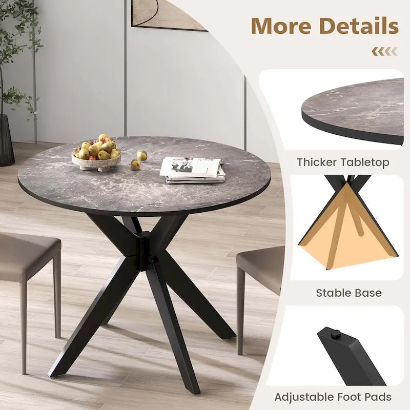 Costway Round Dining Table 36 Faux Marble Tabletop Rubber Wood Legs - See Details-16