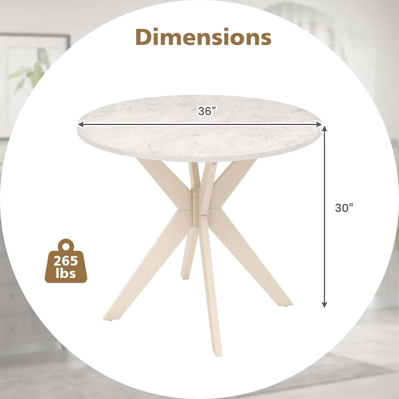 Costway Round Dining Table 36 Faux Marble Tabletop Rubber Wood Legs - See Details-19