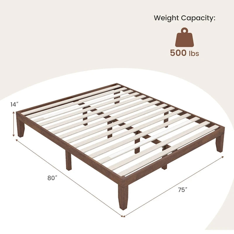 Costway King Size 14 Wooden Bed Frame Mattress Platform Wood Slats-5