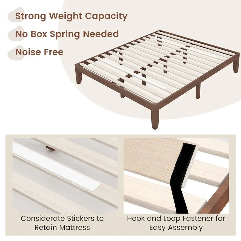 Costway King Size 14 Wooden Bed Frame Mattress Platform Wood Slats-8