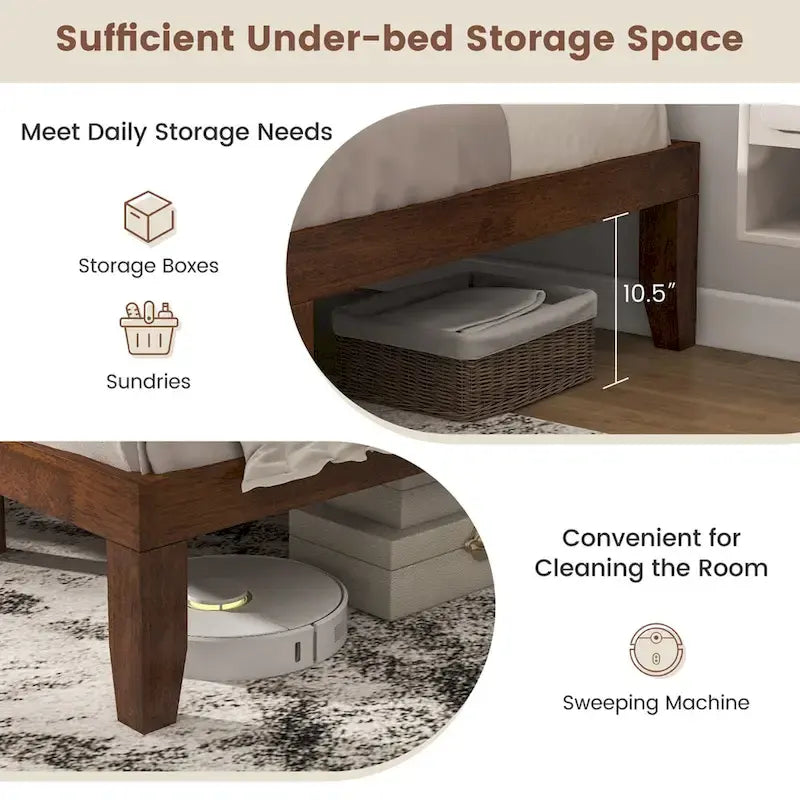 Costway King Size 14 Wooden Bed Frame Mattress Platform Wood Slats-10