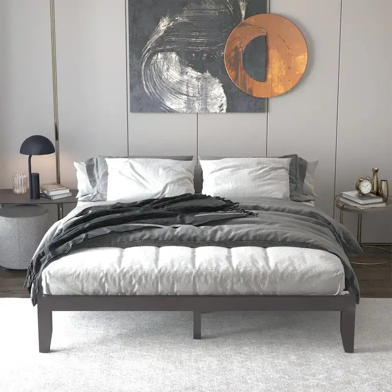 Costway King Size 14 Wooden Bed Frame Mattress Platform Wood Slats-15