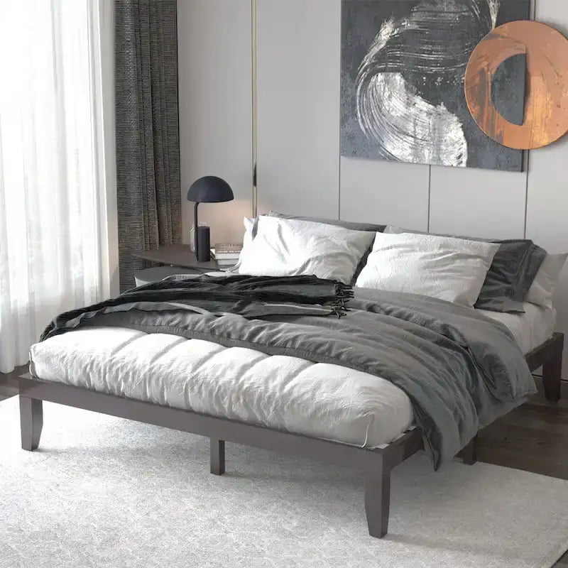 Costway King Size 14 Wooden Bed Frame Mattress Platform Wood Slats-16