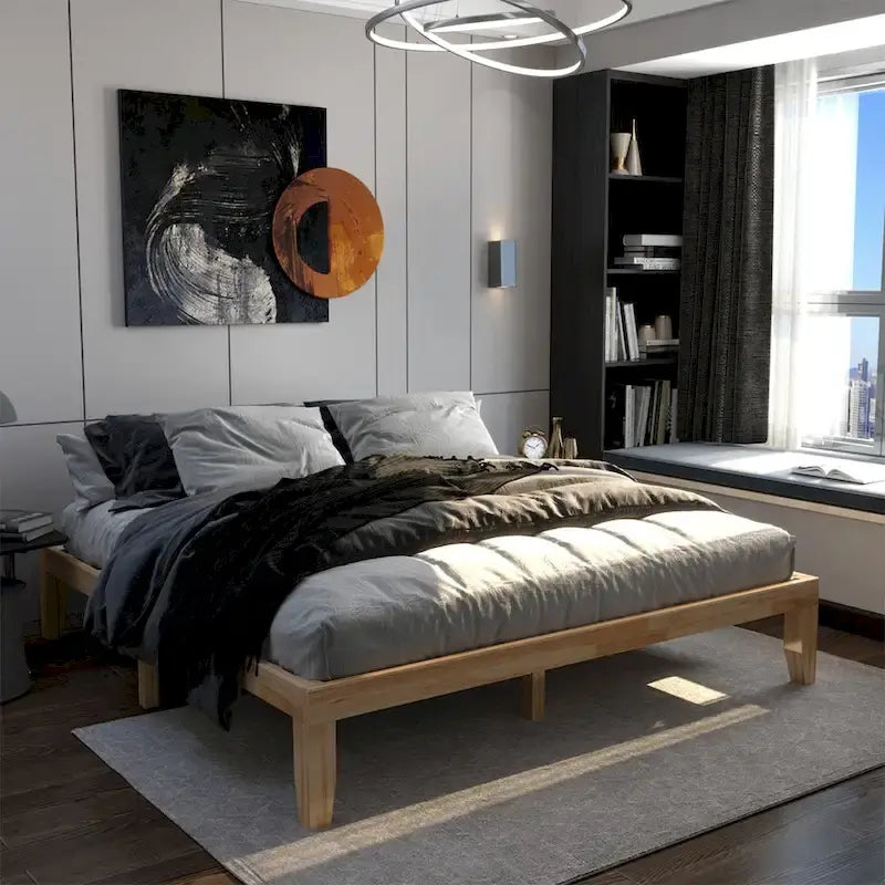 Costway King Size 14 Wooden Bed Frame Mattress Platform Wood Slats-25