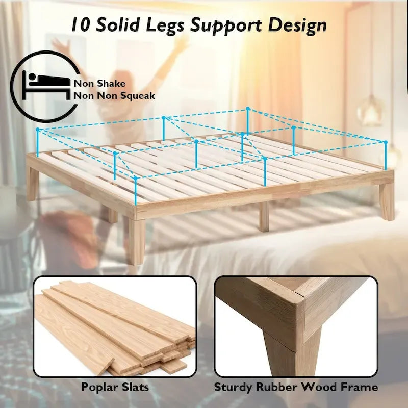 Costway King Size 14 Wooden Bed Frame Mattress Platform Wood Slats-31