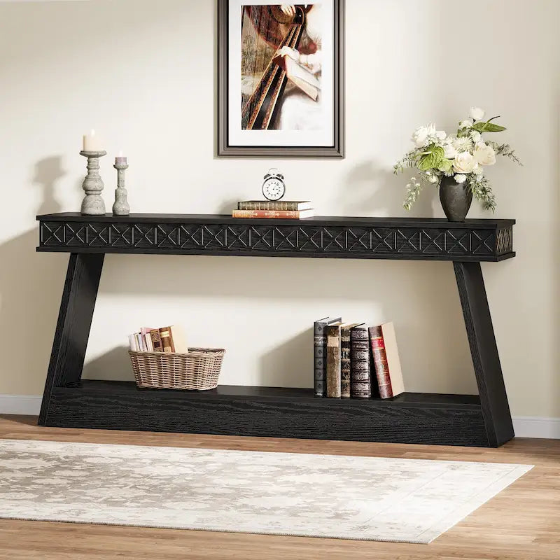 70.87-Inch Extra Long Entryway Table, 2-Tier Narrow Console Table with Storage - 70.87D x 11.81W x 31.5H-18