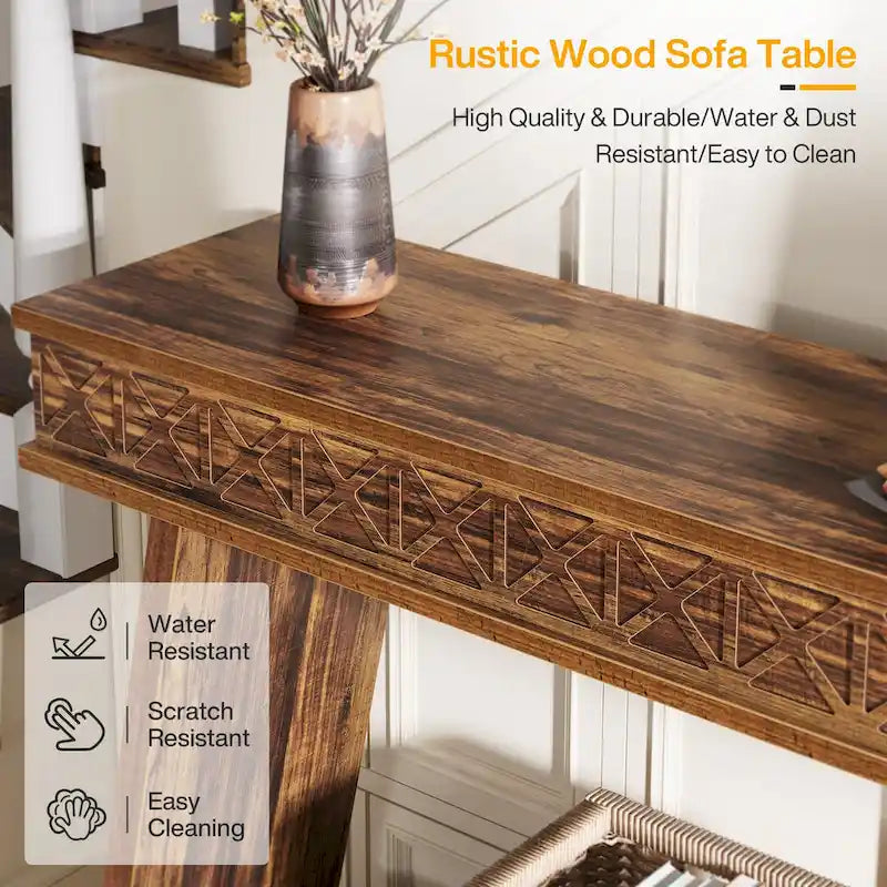 70.87-Inch Extra Long Entryway Table, 2-Tier Narrow Console Table with Storage - 70.87D x 11.81W x 31.5H-23