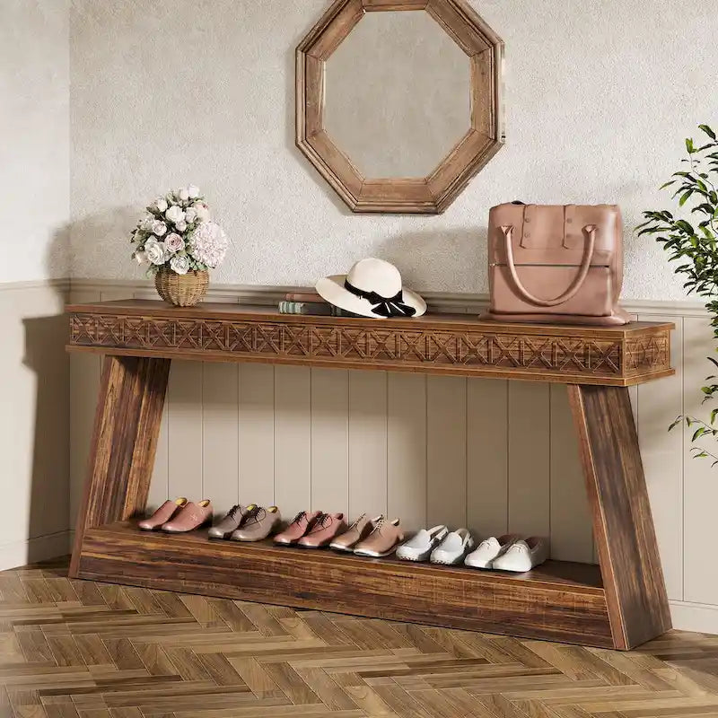 70.87-Inch Extra Long Entryway Table, 2-Tier Narrow Console Table with Storage - 70.87D x 11.81W x 31.5H-26