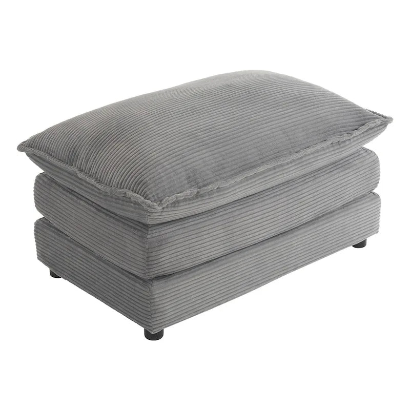 Modular Sofa Couch, Upholstered Corduroy L-Shape Sectional Sofa with Side Storage Pockets and Movable Ottoman-20